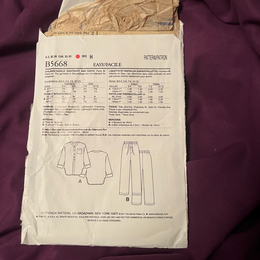Kids PJ pattern - Picture 2 of 2